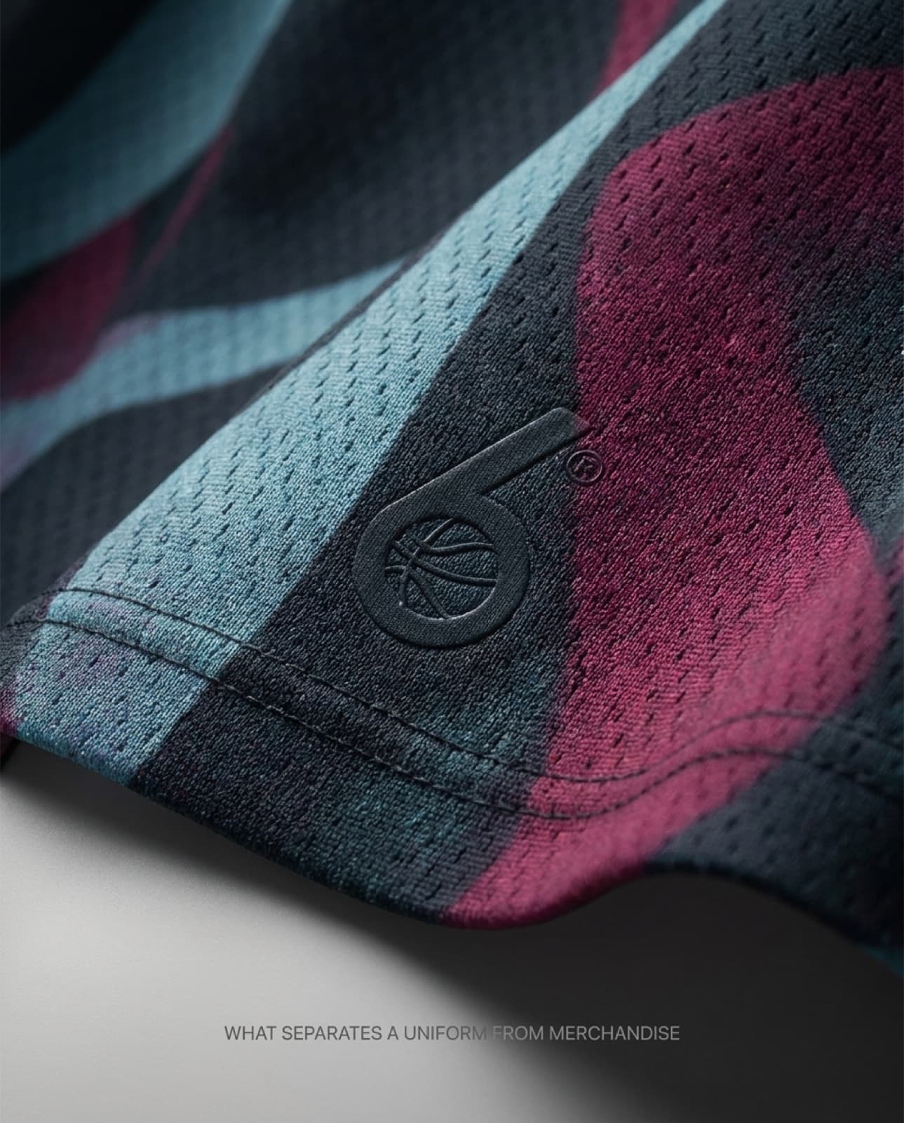 Close view of custom jersey fabric and decoration
