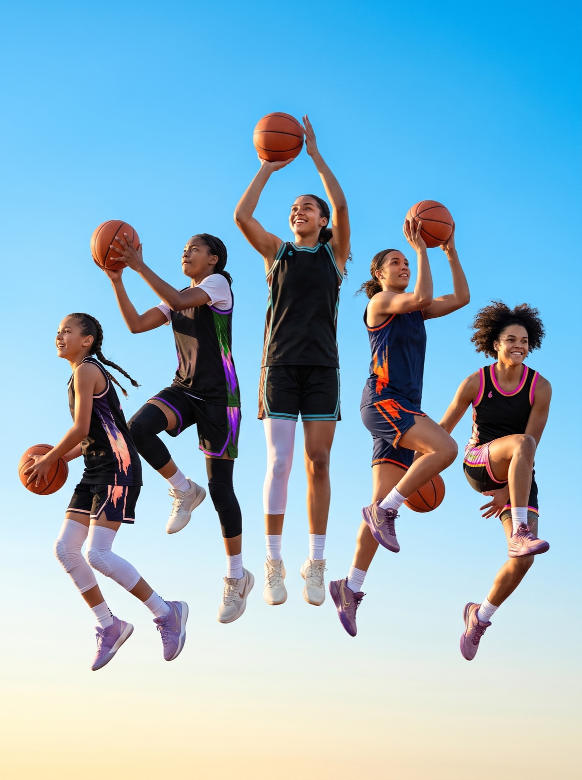Basketball players wearing Ball in the 6 performance uniforms